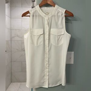 J. Crew Cream Sleeveless Button Down Blouse